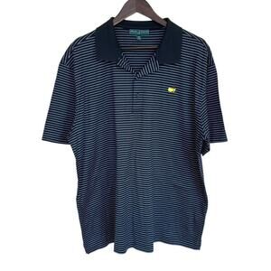 Masters Collection Black and Light Blue Striped Golf Polo - XXL